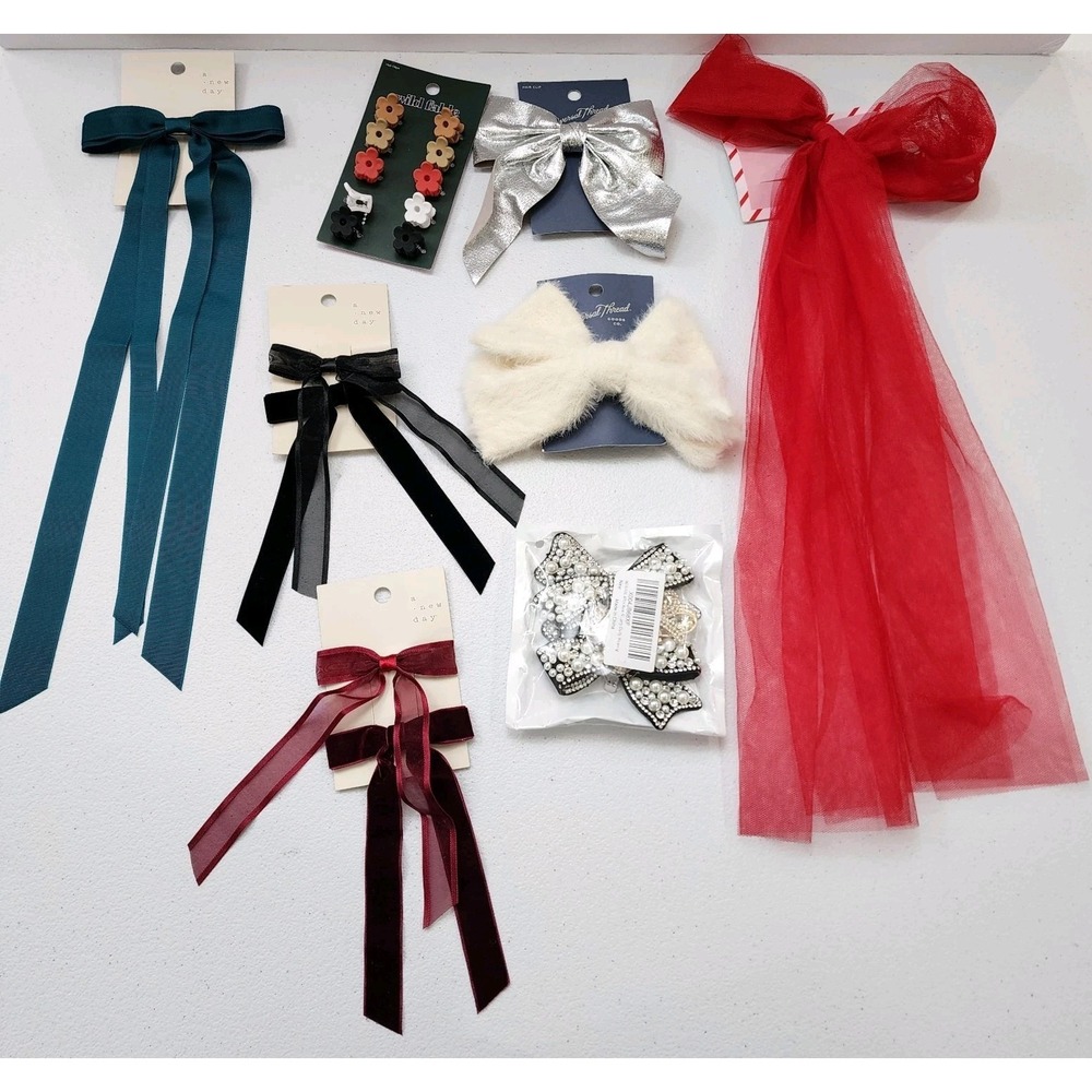 New Girls Bowties And Hair Barrettes Lot 8, A New Day, Wild Fable, And Universal